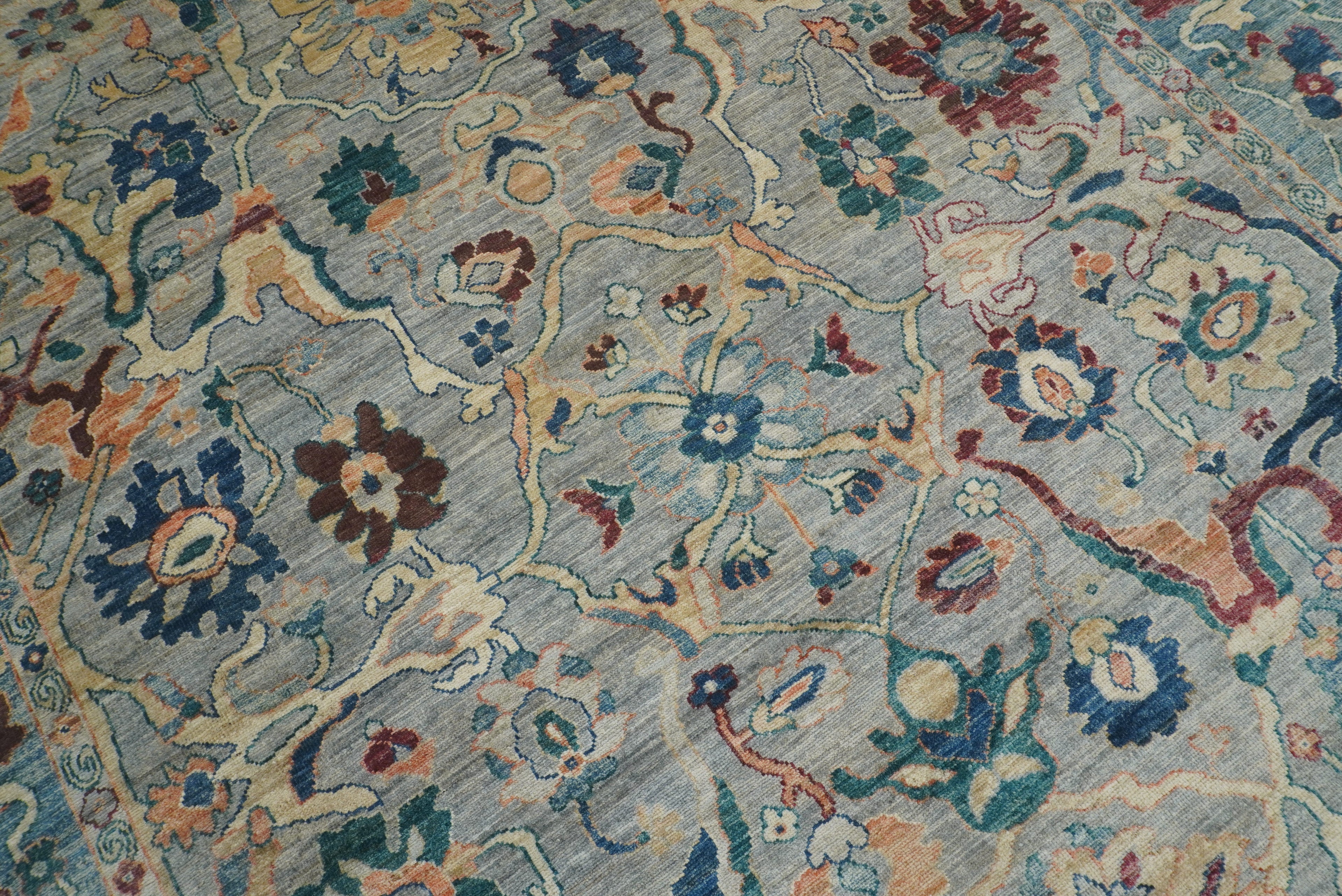 9x12 Oushak Blueish Gray Hand knotted Rug - Yildiz Rugs