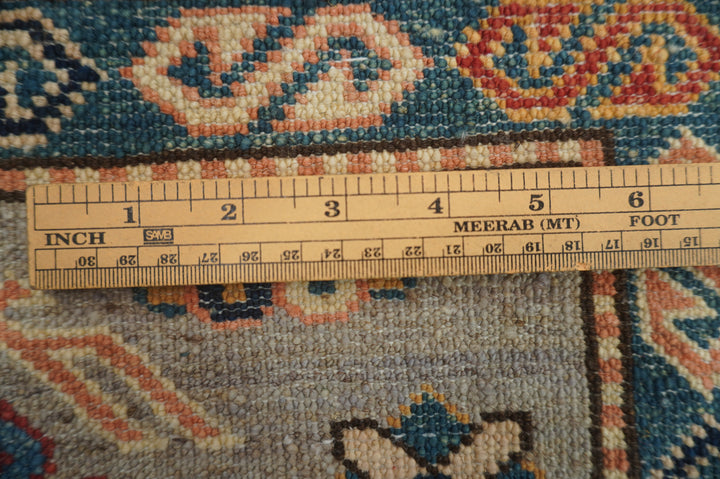 9 Ft Gray Kazak Oriental Afghan Hand knotted Runner Rug