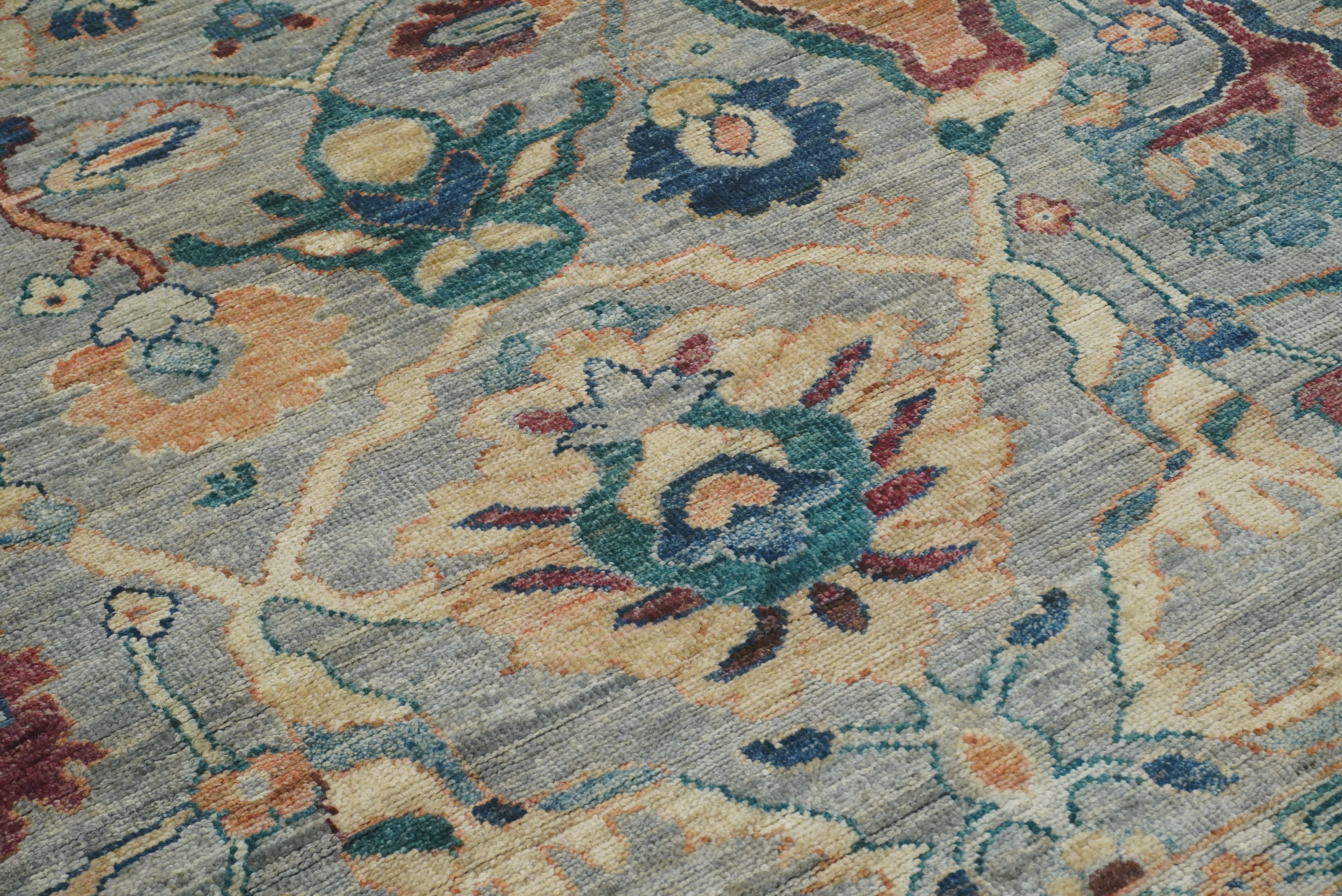 9x12 Oushak Blueish Gray Hand knotted Rug - Yildiz Rugs