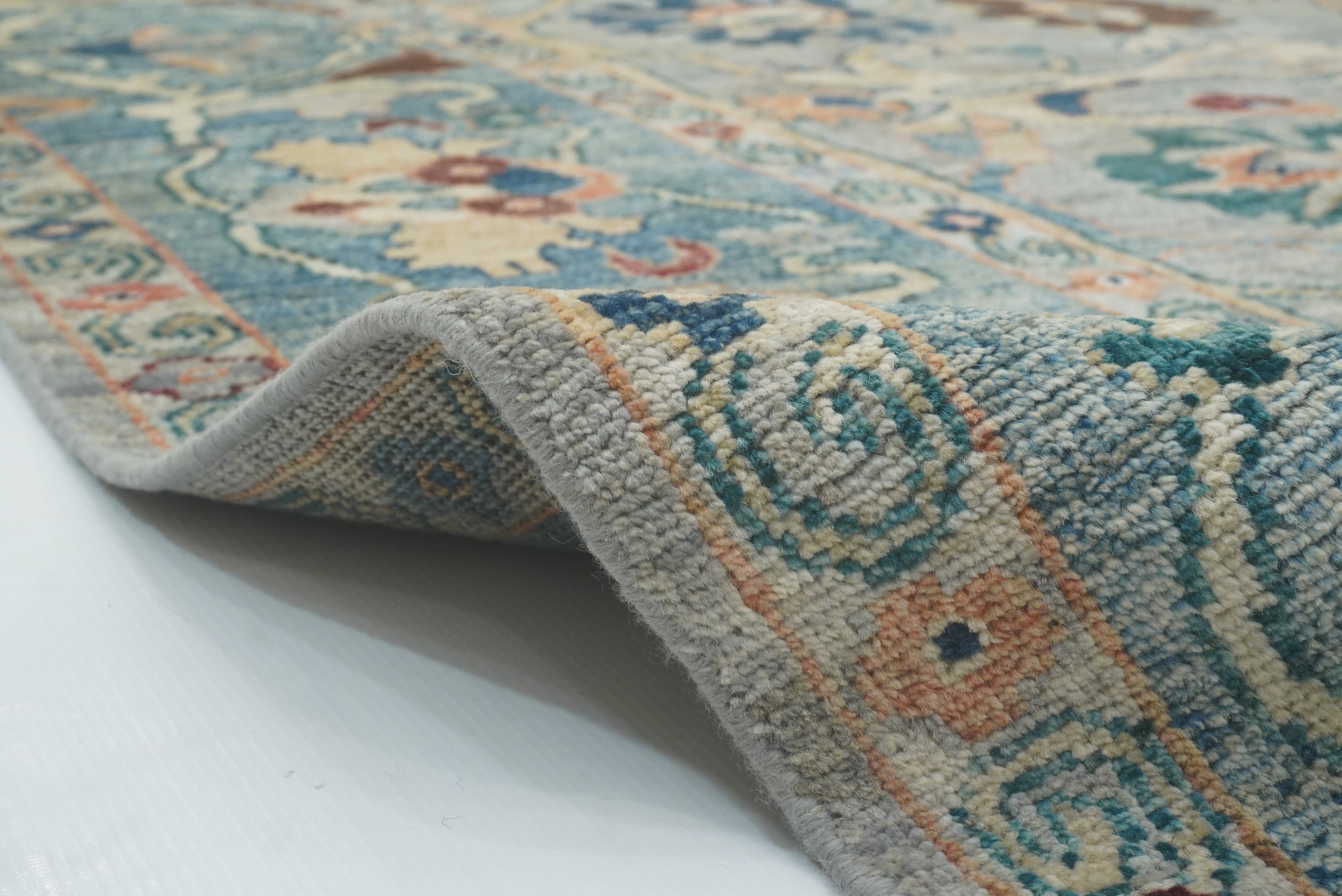 9x12 Oushak Blueish Gray Hand knotted Rug - Yildiz Rugs