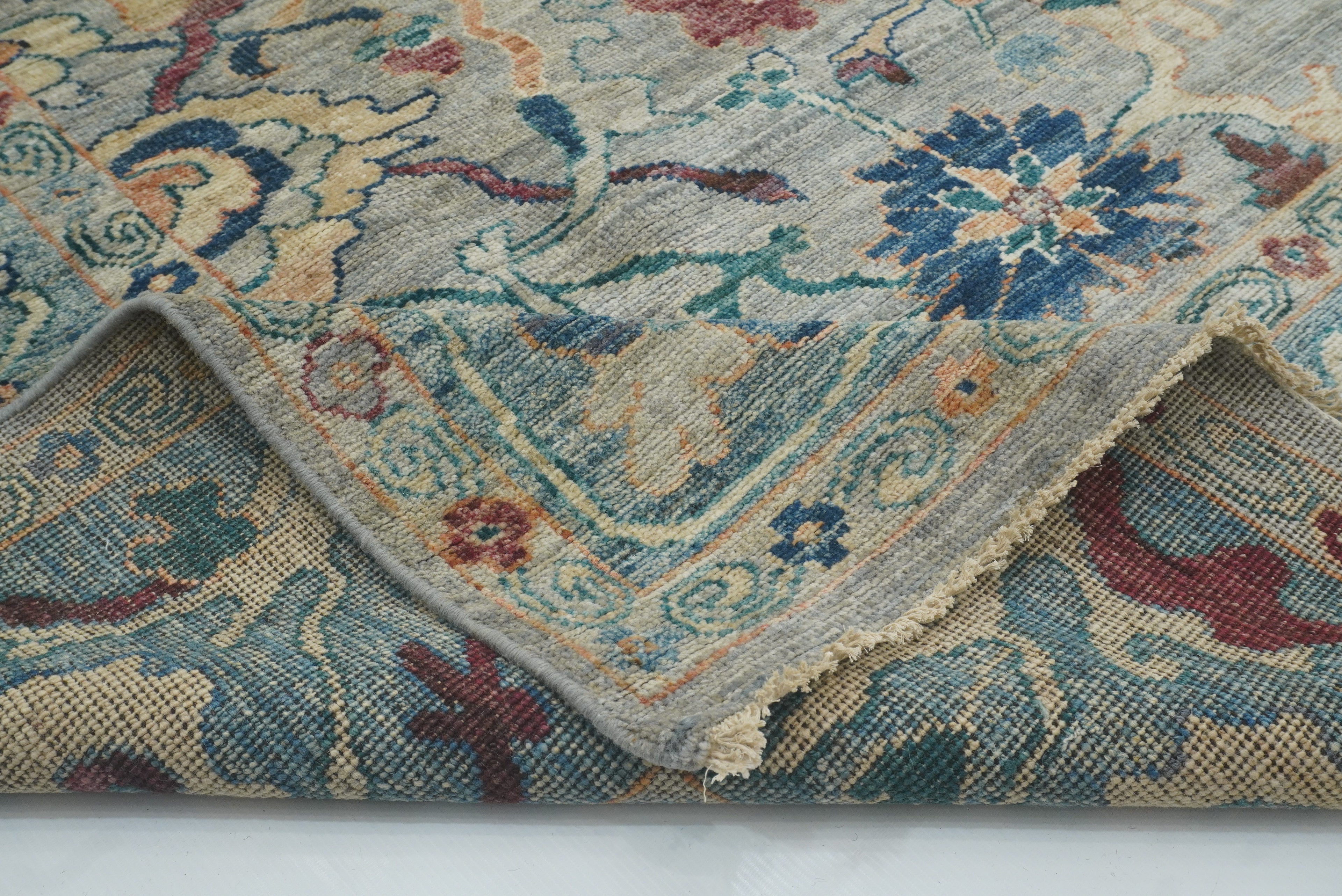 9x12 Oushak Blueish Gray Hand knotted Rug - Yildiz Rugs