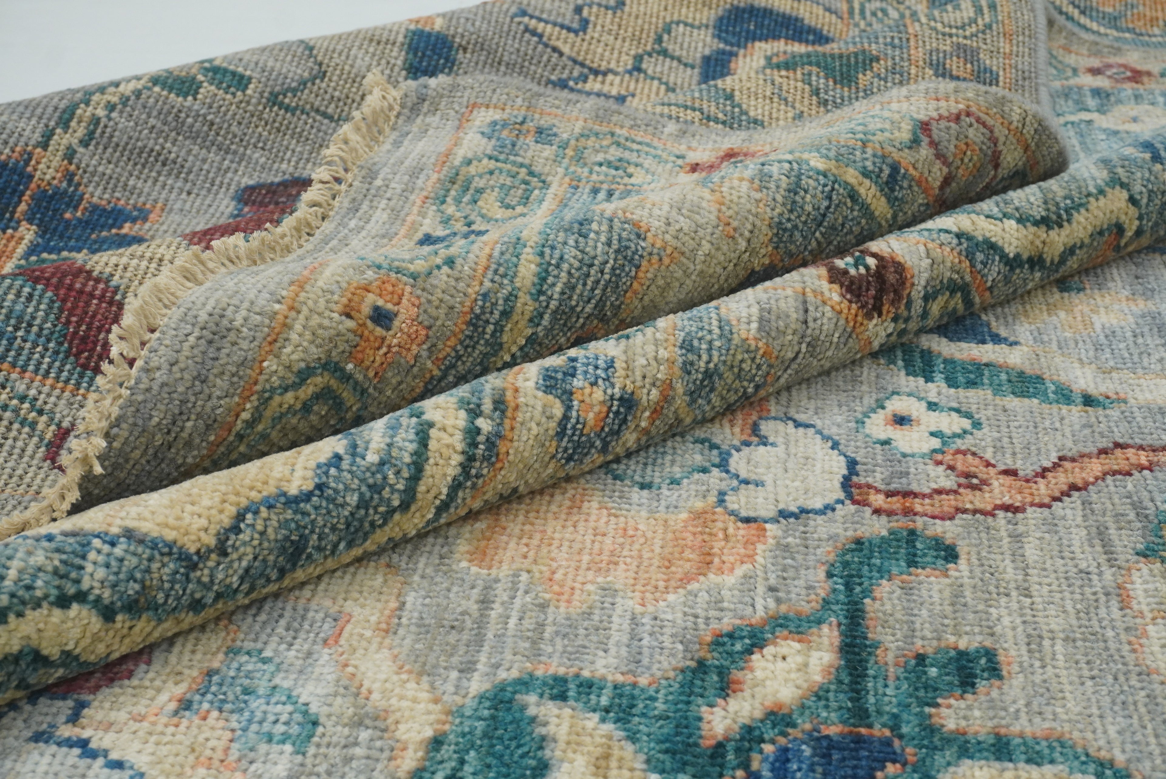 9x12 Oushak Blueish Gray Hand knotted Rug - Yildiz Rugs