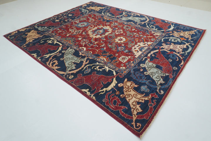 8x10 Red Afghan Hand-Knotted Garous Bidjar Rug - Yildiz Rugs