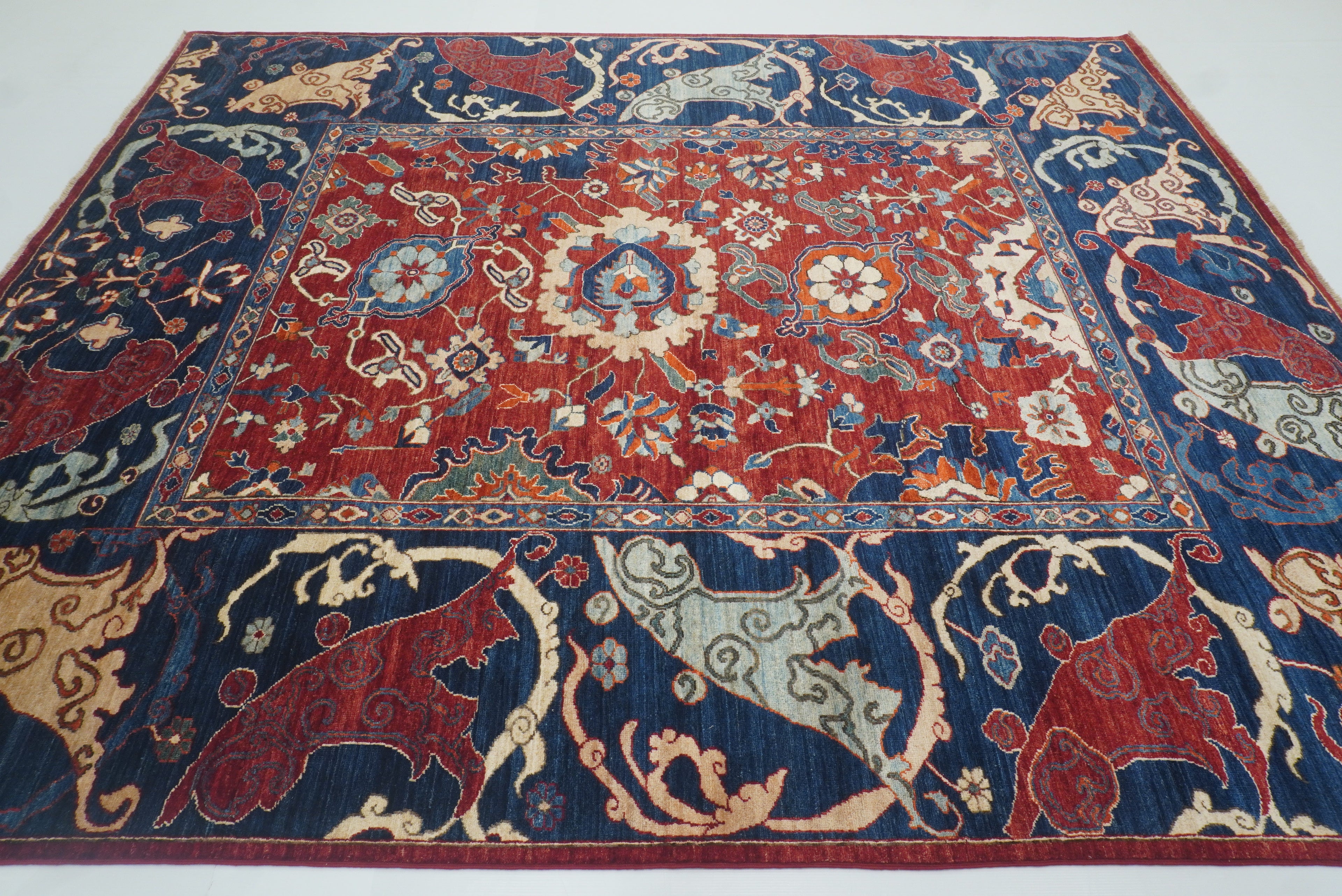 8x10 Red Afghan Hand-Knotted Garous Bidjar Rug - Yildiz Rugs