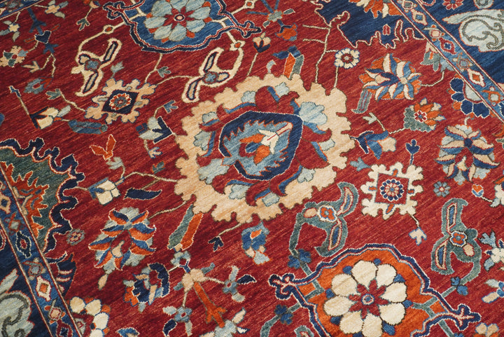 8x10 Red Afghan Hand-Knotted Garous Bidjar Rug - Yildiz Rugs