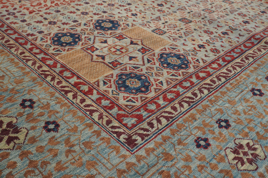 9x12 Gray Mamluk Turkish Hand Knotted Medallion Rug