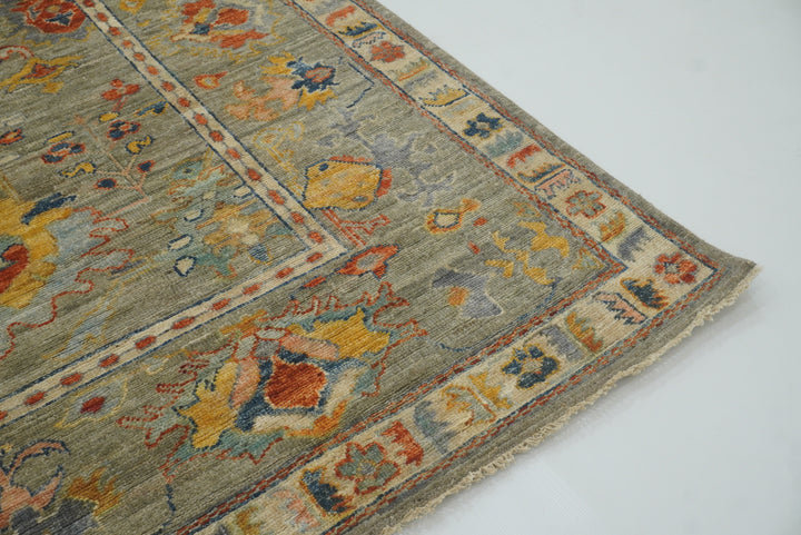 9x12 Oushak Muted Sage Green Hand knotted Oriental Rug - Yildiz Rugs