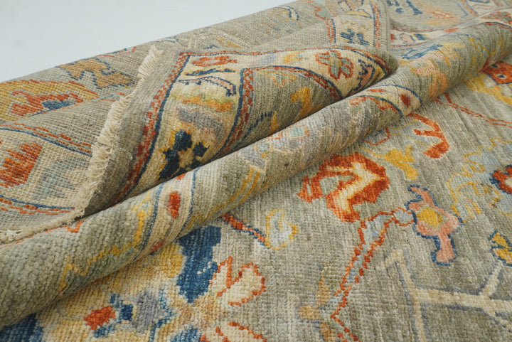 9x12 Oushak Muted Sage Green Hand knotted Oriental Rug - Yildiz Rugs