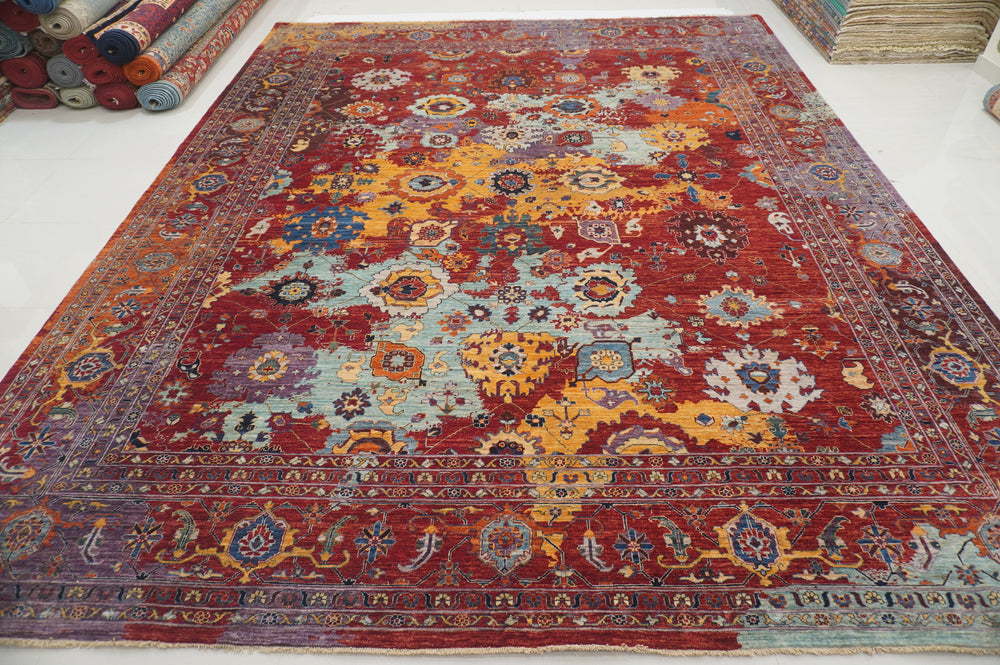 12x15 Red Modern Bidjar Afghan Hand knotted Oriental Rug - Yildiz Rugs