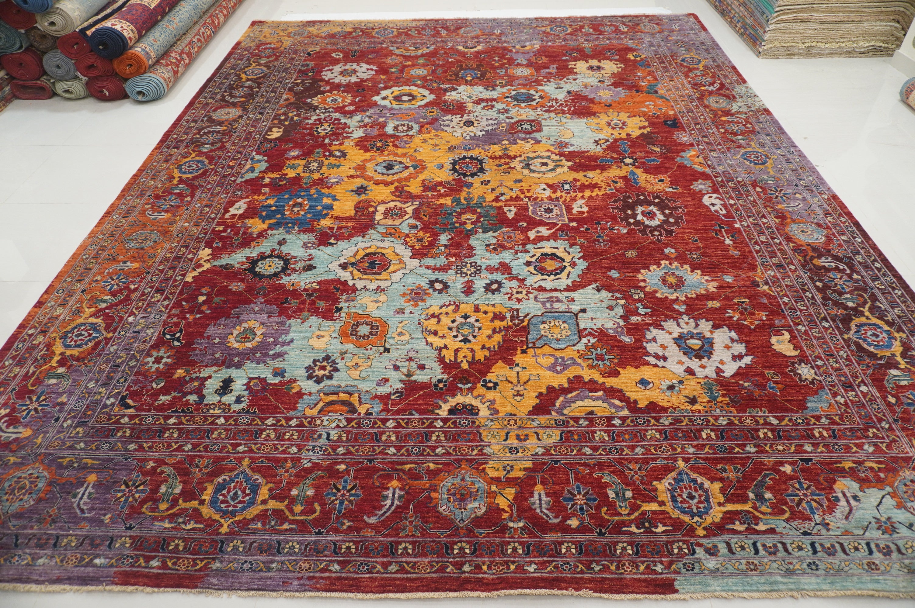 12x15 Red Modern Bidjar Afghan Hand knotted Oriental Rug - Yildiz Rugs
