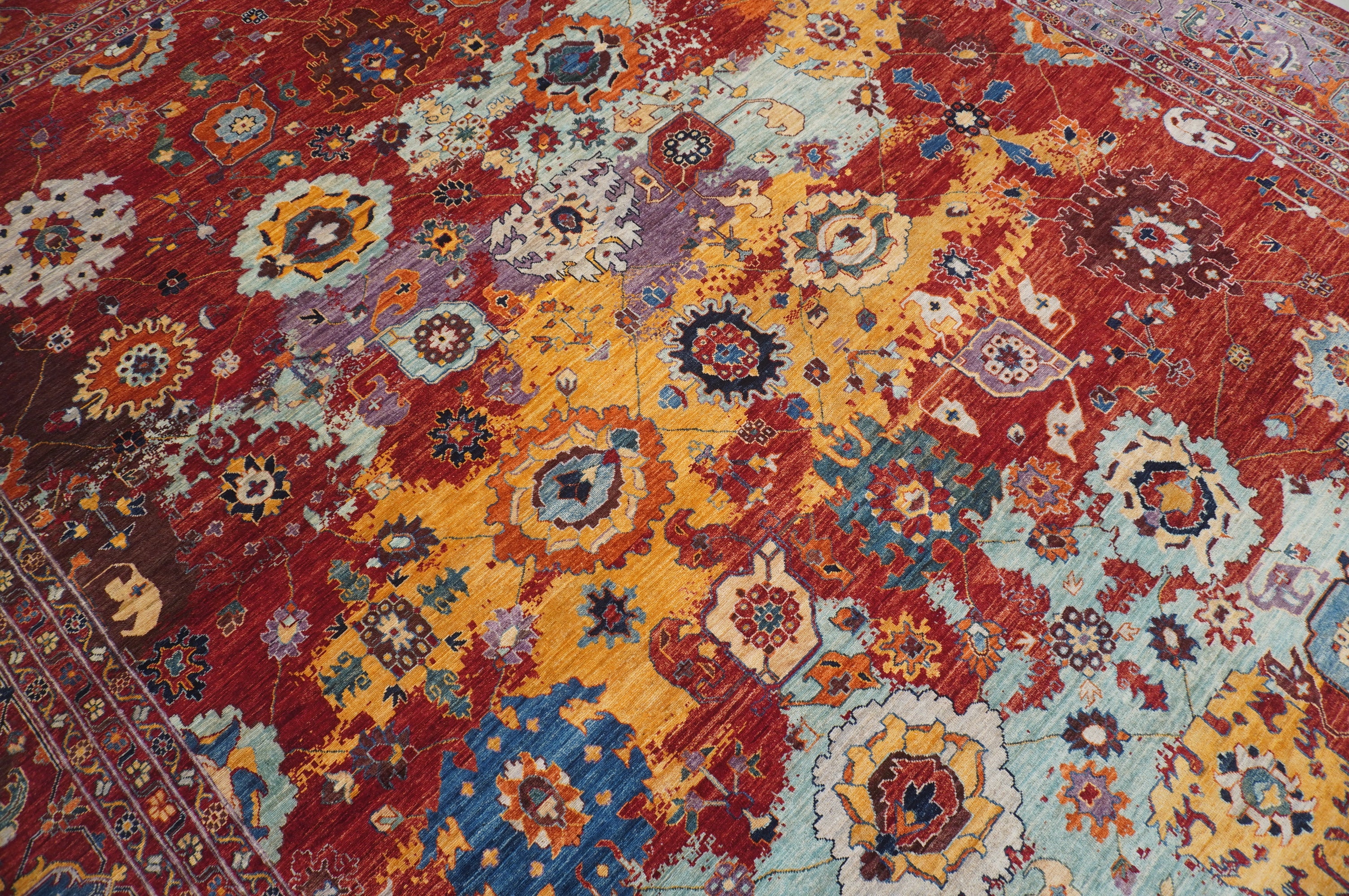 12x15 Red Modern Bidjar Afghan Hand knotted Oriental Rug - Yildiz Rugs