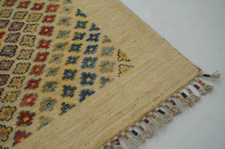 7x10 Beige Gabbeh Afghan hand knotted Tribal rug - Yildiz Rugs