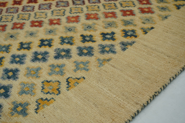 7x10 Beige Gabbeh Afghan hand knotted Tribal rug - Yildiz Rugs