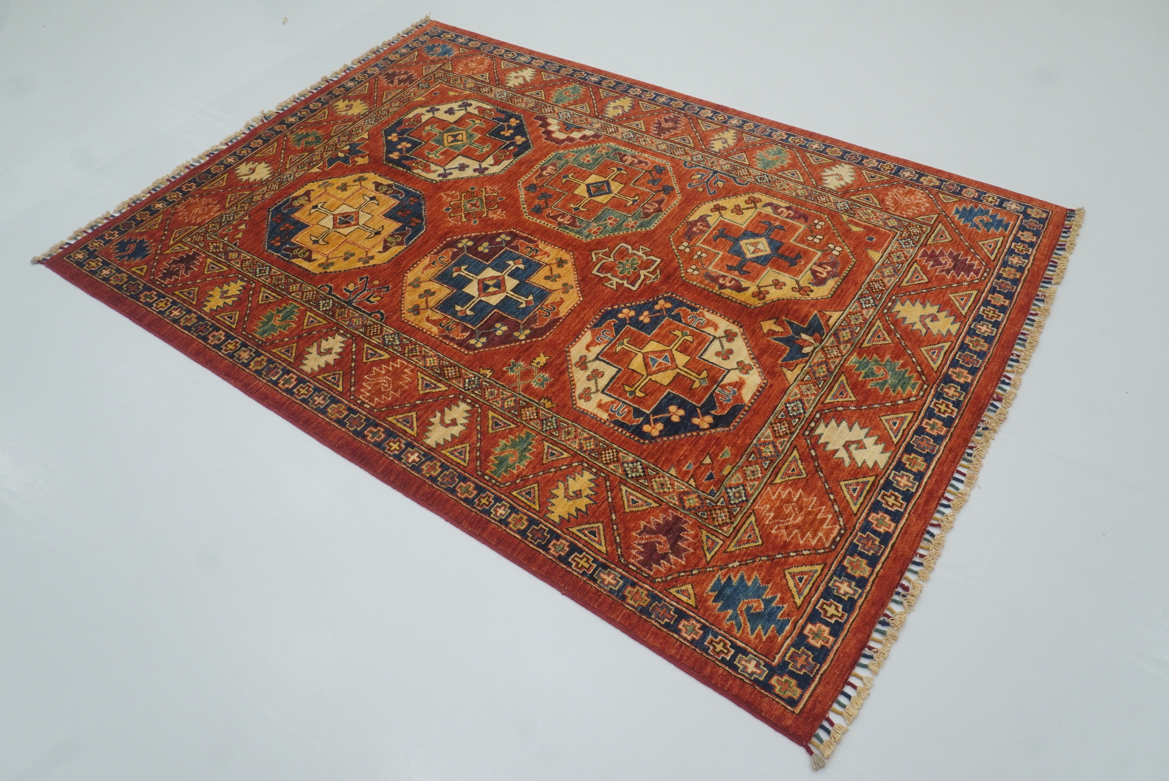 5x7 Red Ersari Afghan Hand-Knotted Turkmen Rug - Yildiz Rugs