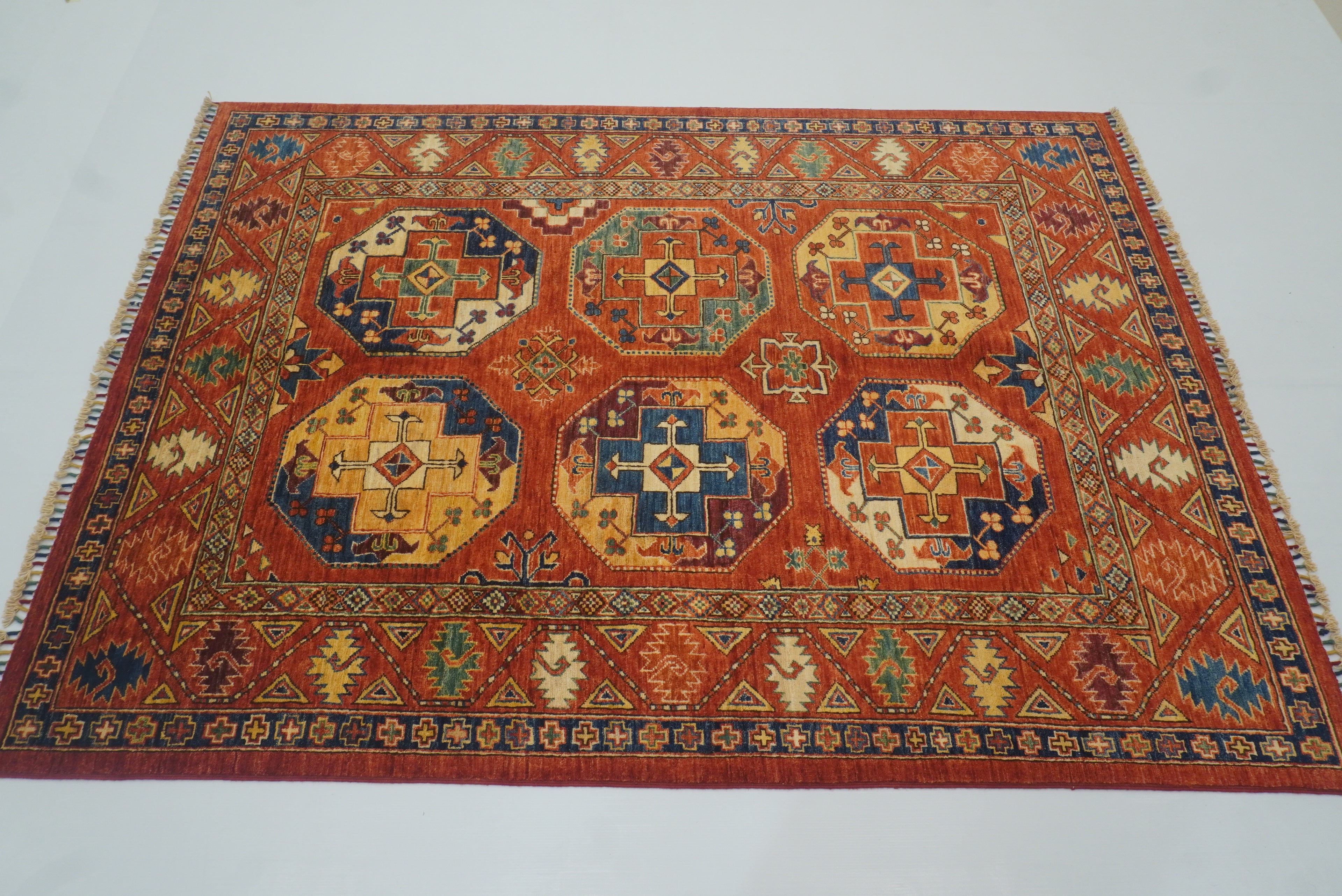 5x7 Red Ersari Afghan Hand-Knotted Turkmen Rug - Yildiz Rugs