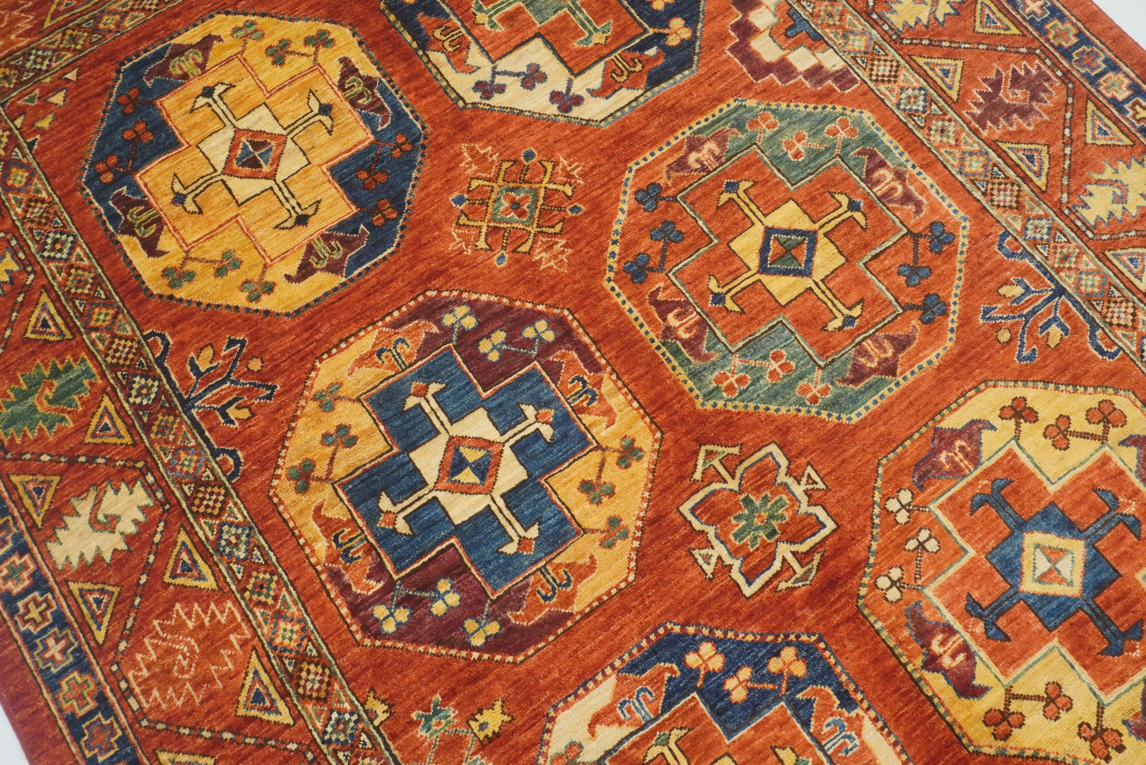 5x7 Red Ersari Afghan Hand-Knotted Turkmen Rug - Yildiz Rugs