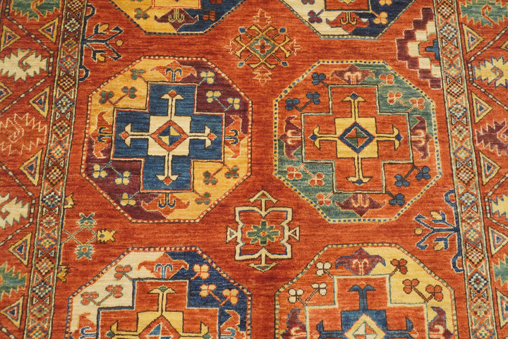 5x7 Red Ersari Afghan Hand-Knotted Turkmen Rug - Yildiz Rugs