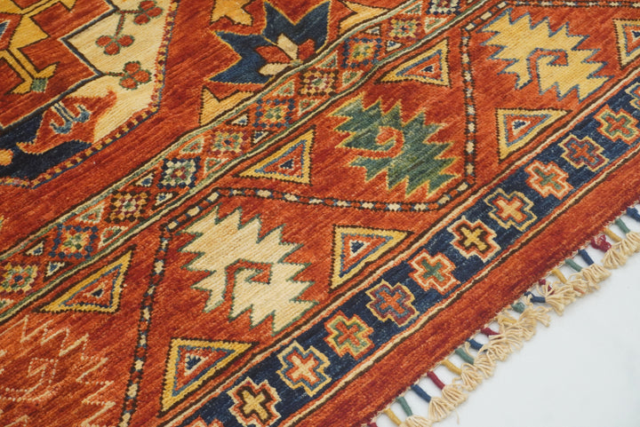 5x7 Red Ersari Afghan Hand-Knotted Turkmen Rug - Yildiz Rugs