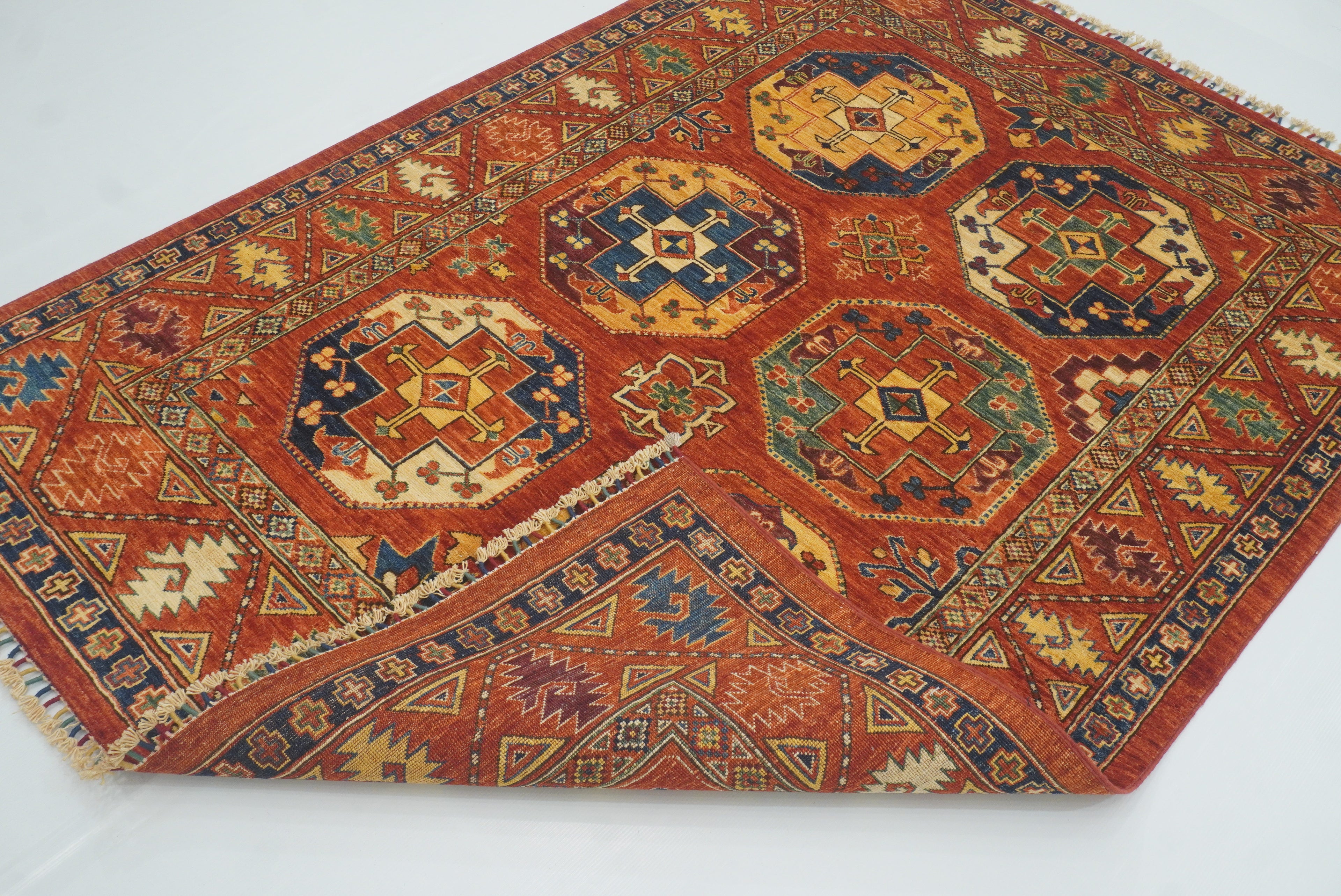 5x7 Red Ersari Afghan Hand-Knotted Turkmen Rug - Yildiz Rugs