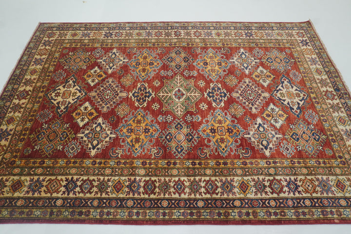 6x9 Red Kazak Afghan Hand-Knotted Oriental Rug - Yildiz Rugs