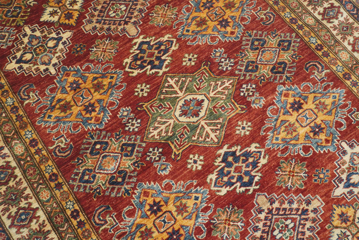 6x9 Red Kazak Afghan Hand-Knotted Oriental Rug - Yildiz Rugs