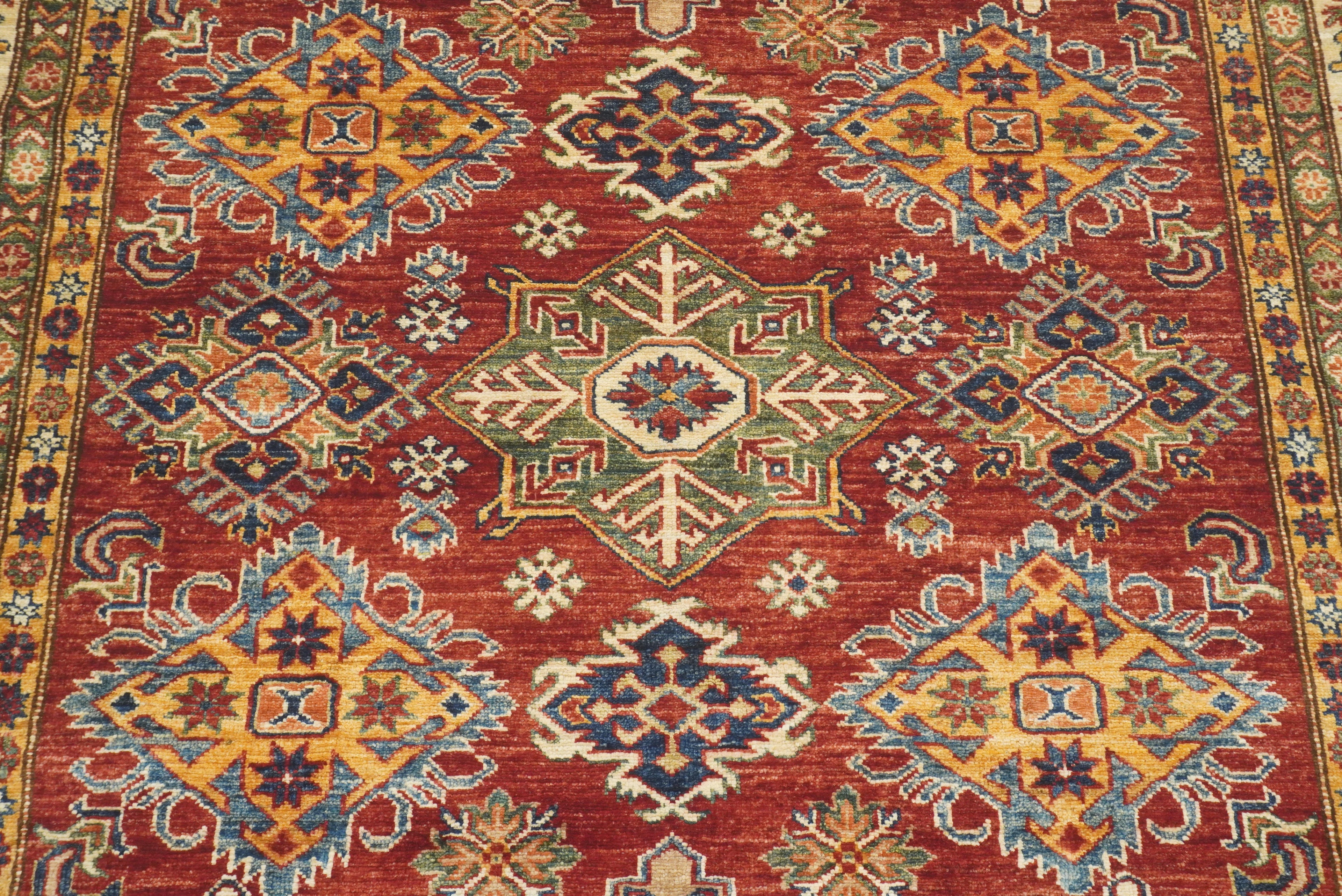 6x9 Red Kazak Afghan Hand-Knotted Oriental Rug - Yildiz Rugs