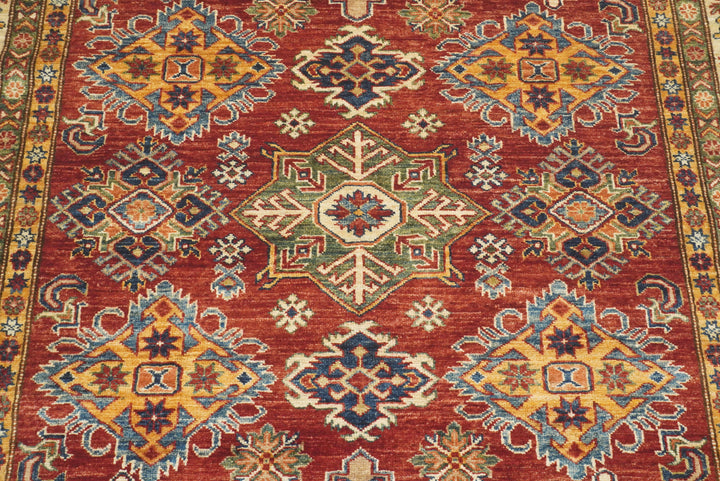 6x9 Red Kazak Afghan Hand-Knotted Oriental Rug - Yildiz Rugs