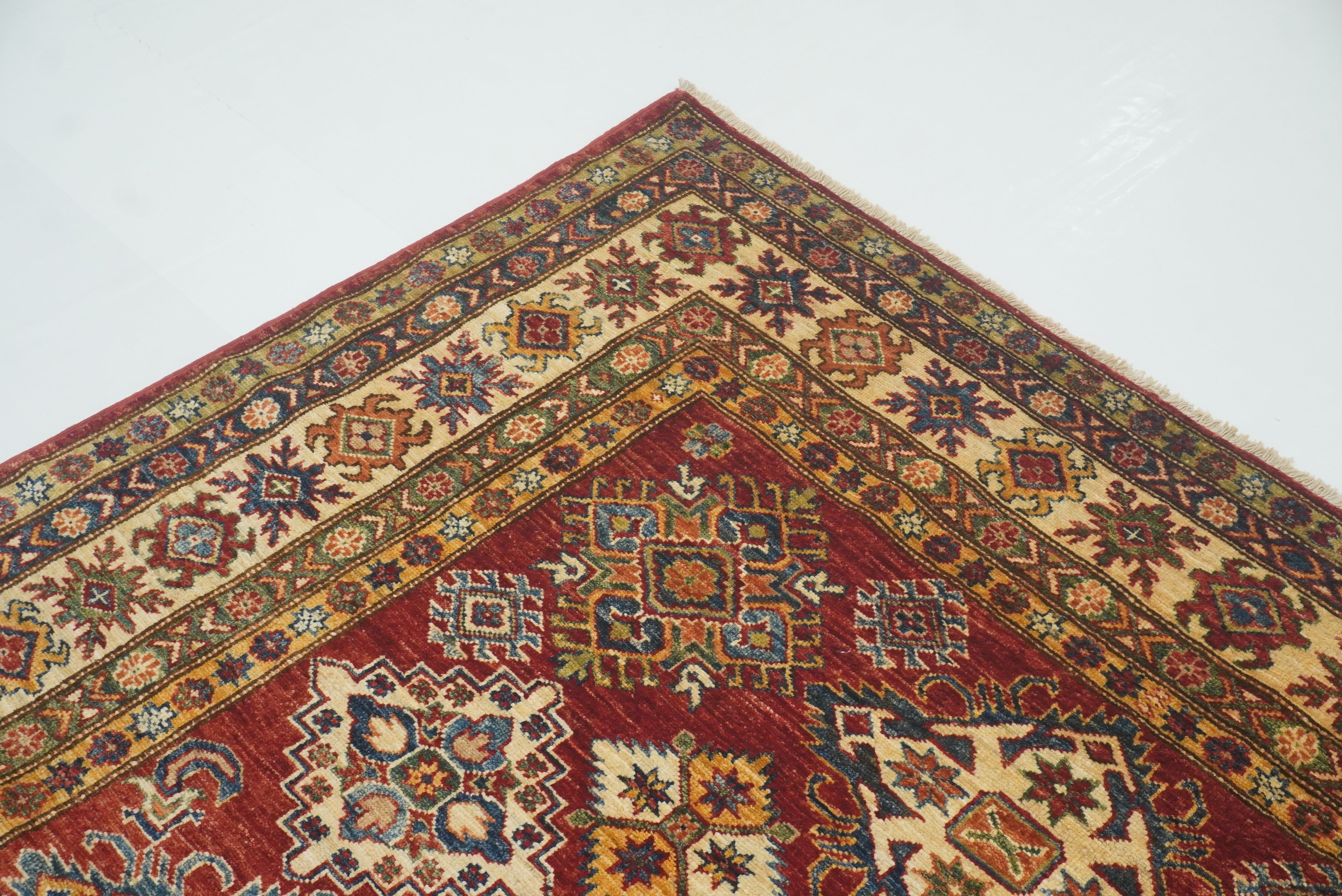 6x9 Red Kazak Afghan Hand-Knotted Oriental Rug - Yildiz Rugs