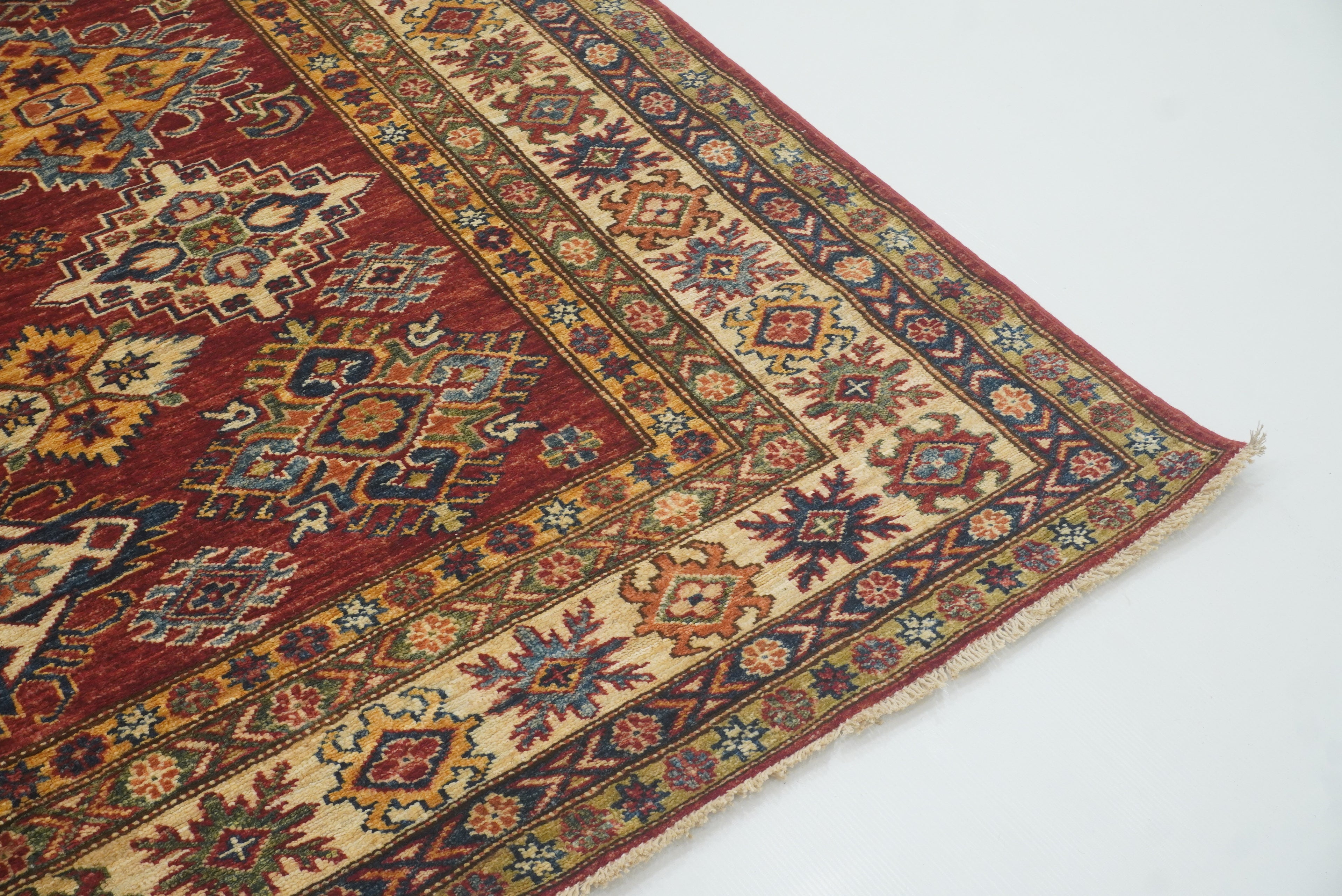 6x9 Red Kazak Afghan Hand-Knotted Oriental Rug - Yildiz Rugs