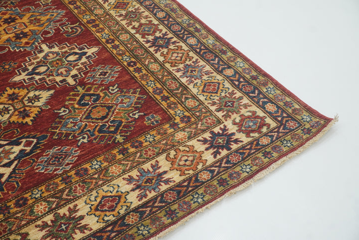 6x9 Red Kazak Afghan Hand-Knotted Oriental Rug - Yildiz Rugs