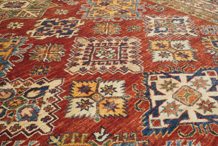 6x9 Red Kazak Afghan Hand-Knotted Oriental Rug - Yildiz Rugs