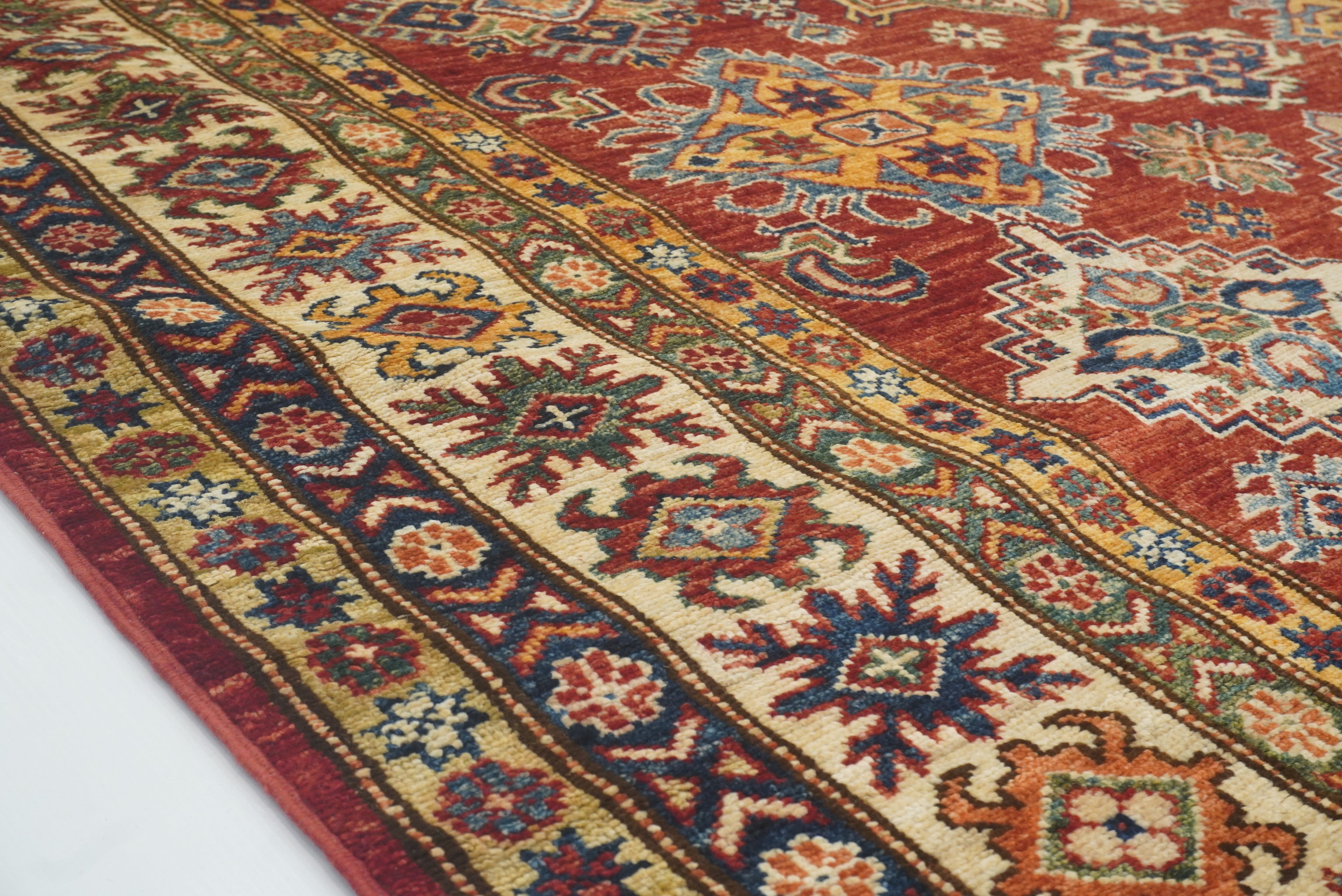 6x9 Red Kazak Afghan Hand-Knotted Oriental Rug - Yildiz Rugs