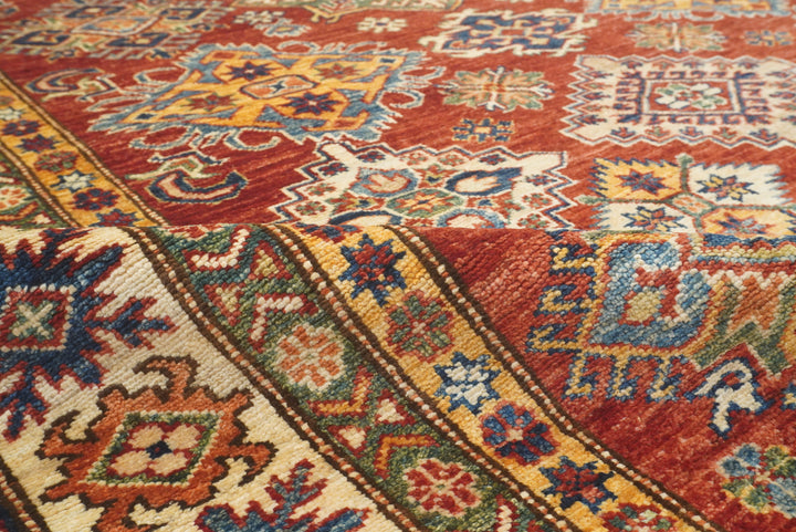 6x9 Red Kazak Afghan Hand-Knotted Oriental Rug - Yildiz Rugs