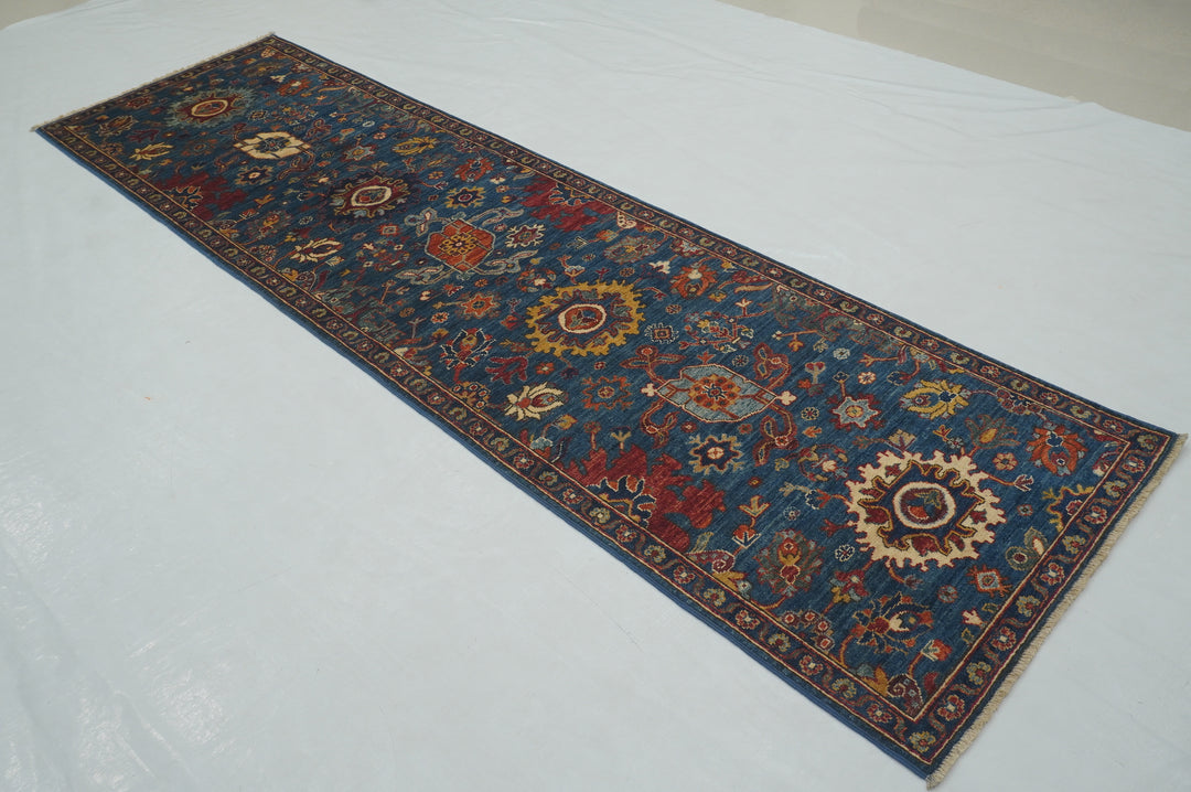 10 ft Blue Bidjar Afghan Hand knotted Oriental Runner Rug