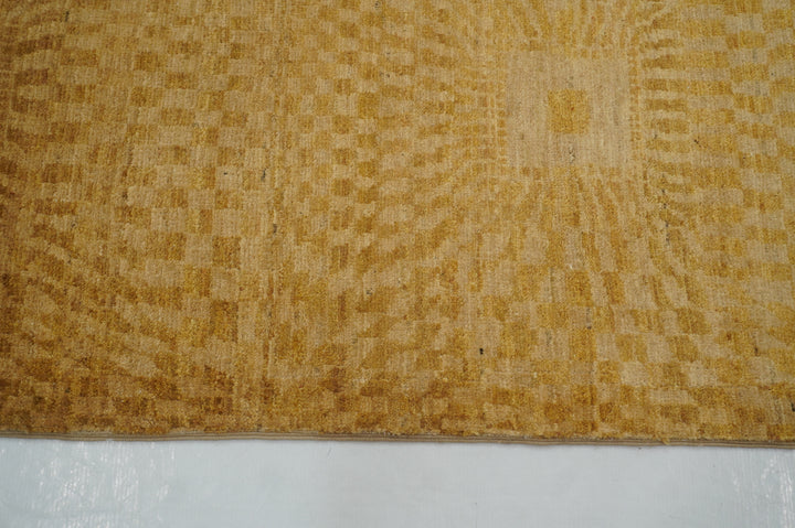 7x10 Beige Yellow Abstract Gabbeh Afghan Hand knotted Modern Rug - Yildiz Rugs