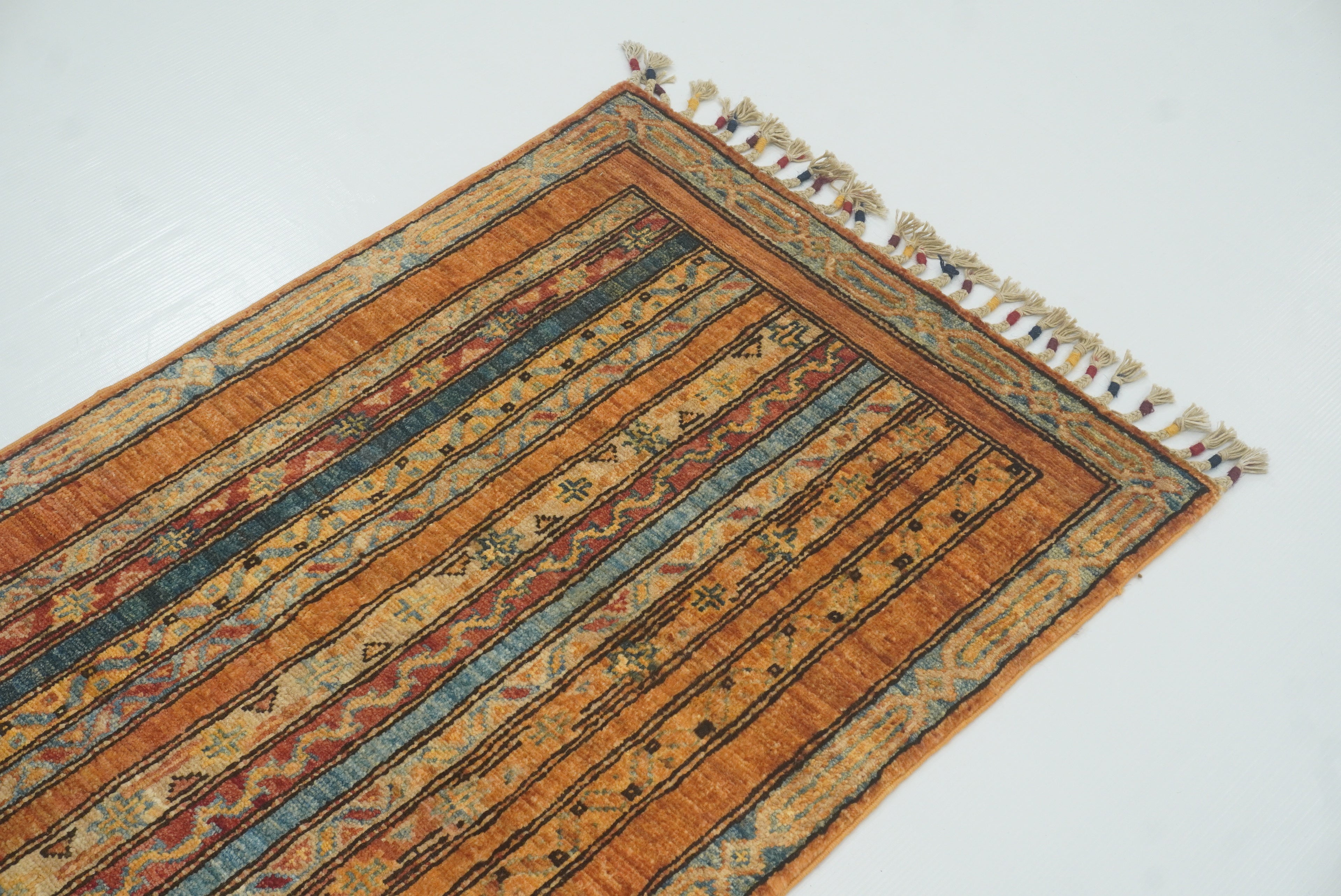2x5 Orange Turkish Hand knotted Runner Rug - Yildiz Rugs