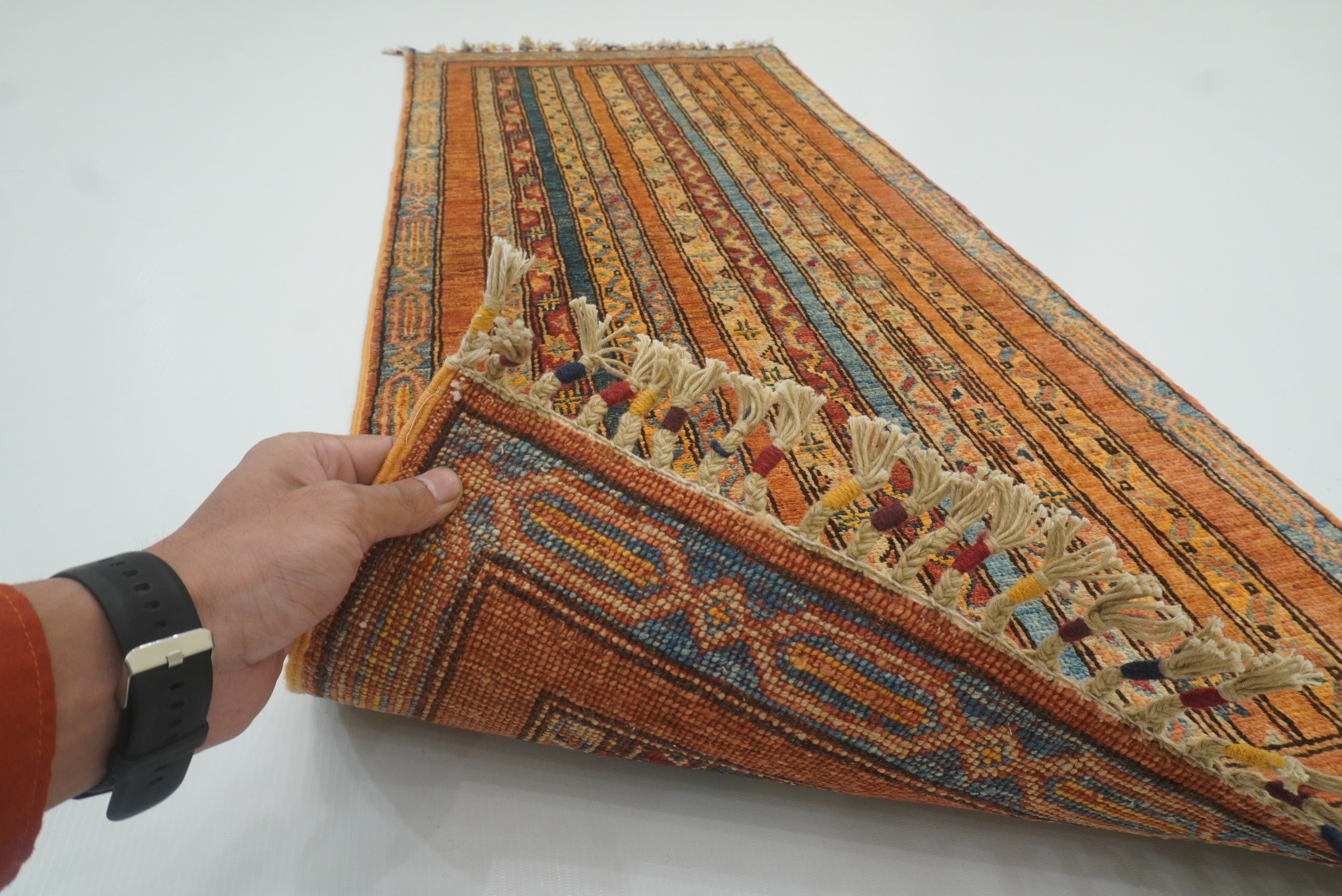 2x5 Orange Turkish Hand knotted Runner Rug - Yildiz Rugs