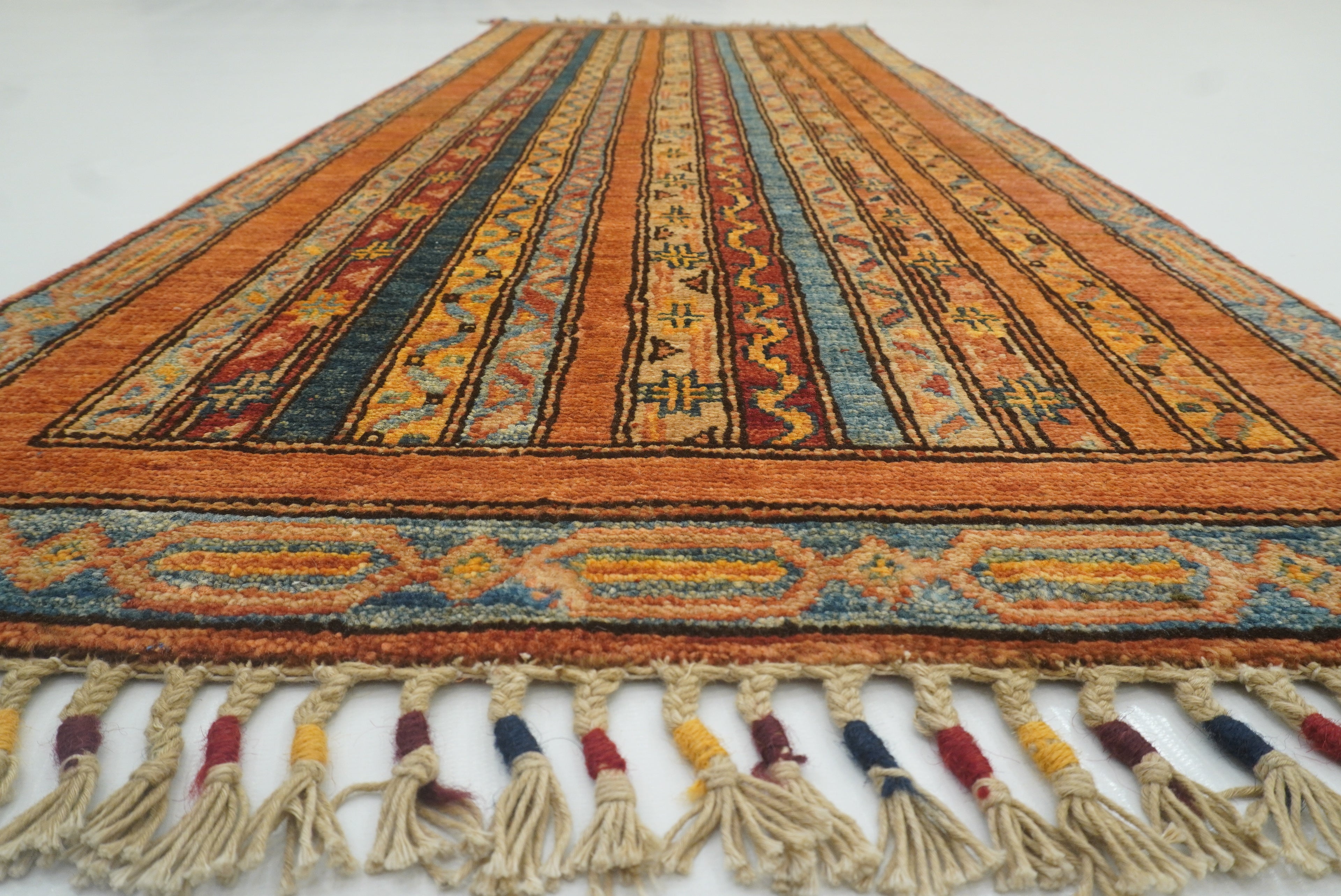 2x5 Orange Turkish Hand knotted Runner Rug - Yildiz Rugs