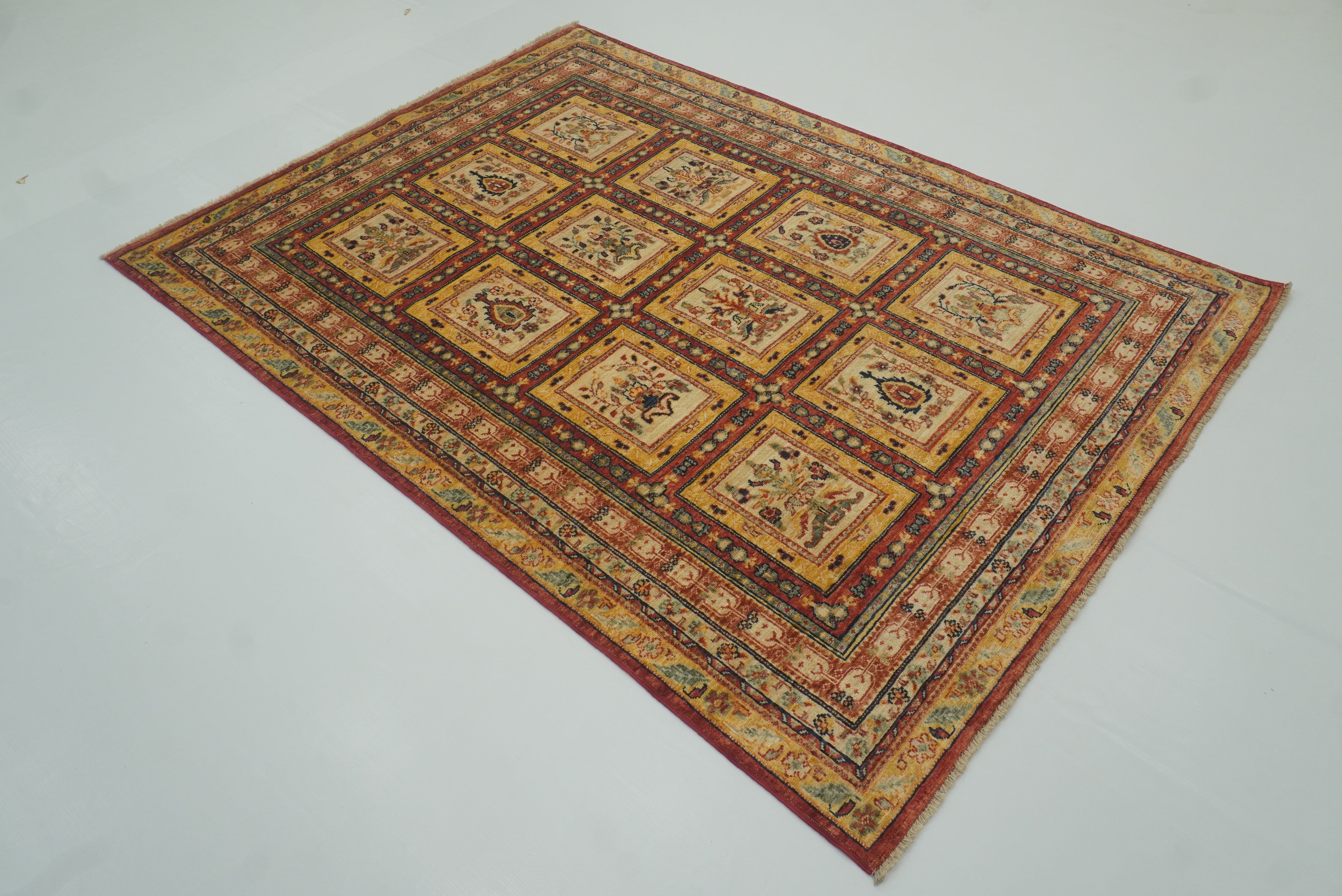 5x7 Red Bakhtiar Afghan Hand-Knotted Oriental Rug - Yildiz Rugs