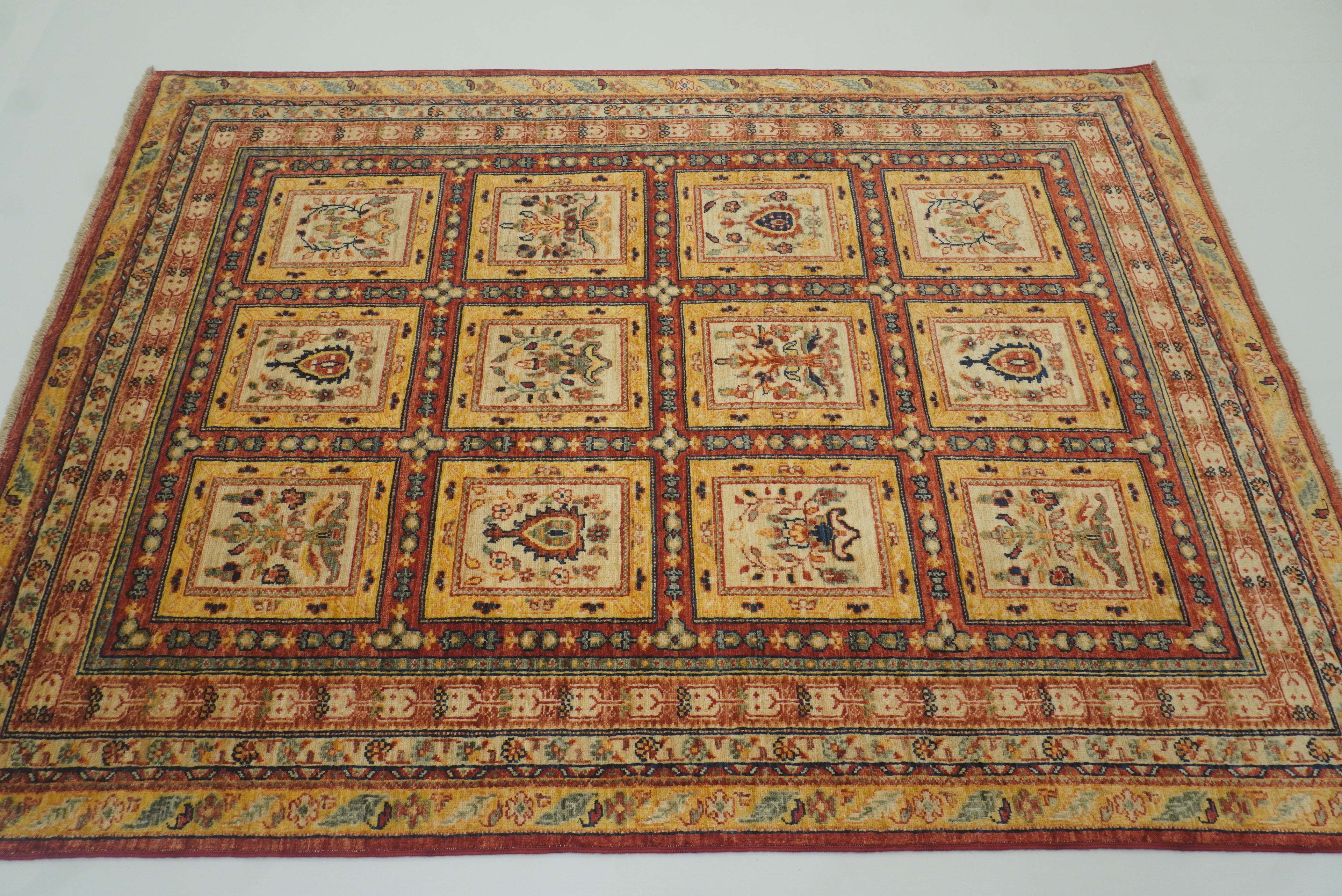 5x7 Red Bakhtiar Afghan Hand-Knotted Oriental Rug - Yildiz Rugs