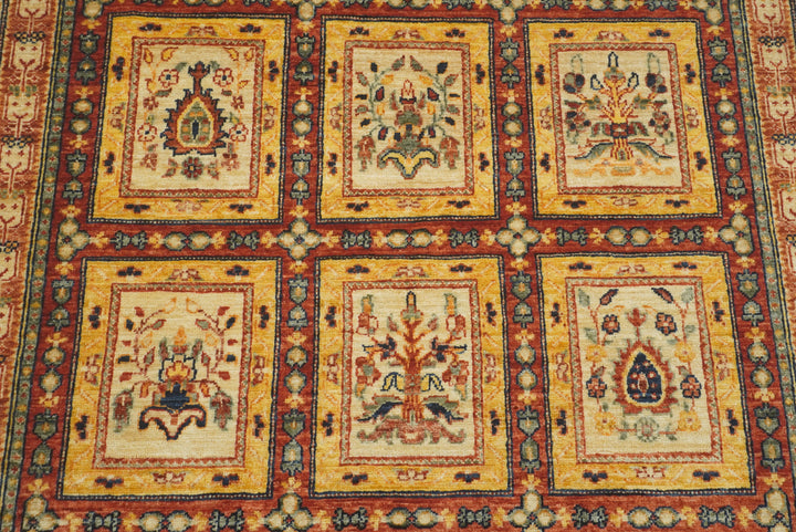 5x7 Red Bakhtiar Afghan Hand-Knotted Oriental Rug - Yildiz Rugs