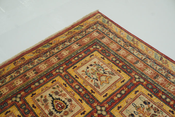 5x7 Red Bakhtiar Afghan Hand-Knotted Oriental Rug - Yildiz Rugs