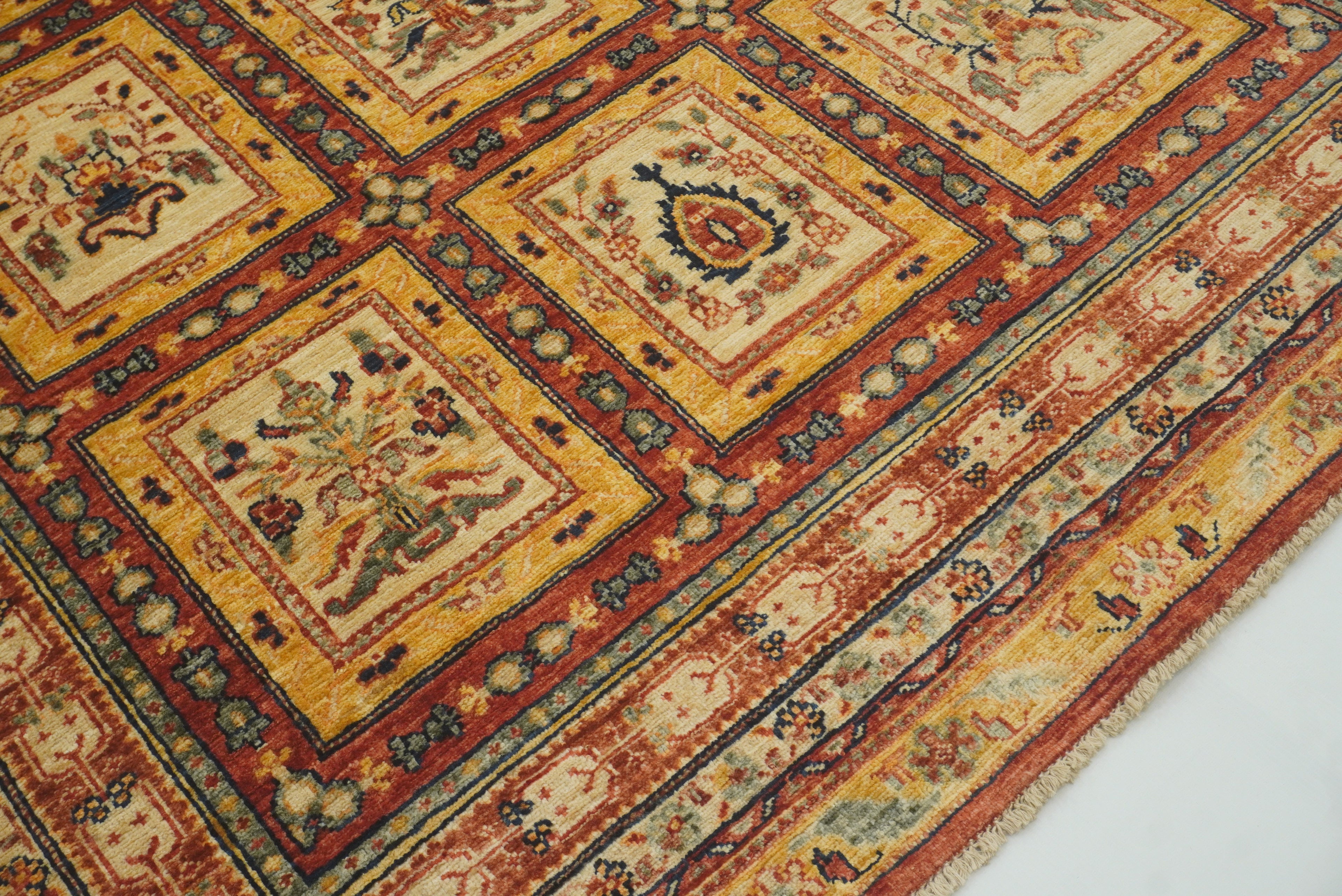 5x7 Red Bakhtiar Afghan Hand-Knotted Oriental Rug - Yildiz Rugs
