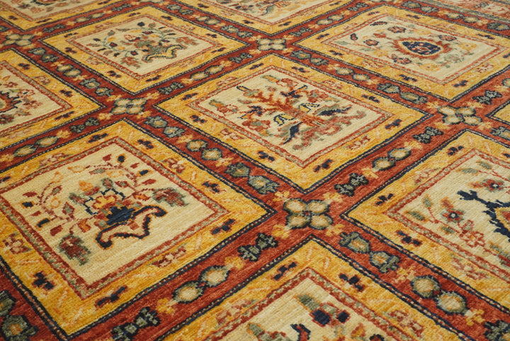5x7 Red Bakhtiar Afghan Hand-Knotted Oriental Rug - Yildiz Rugs