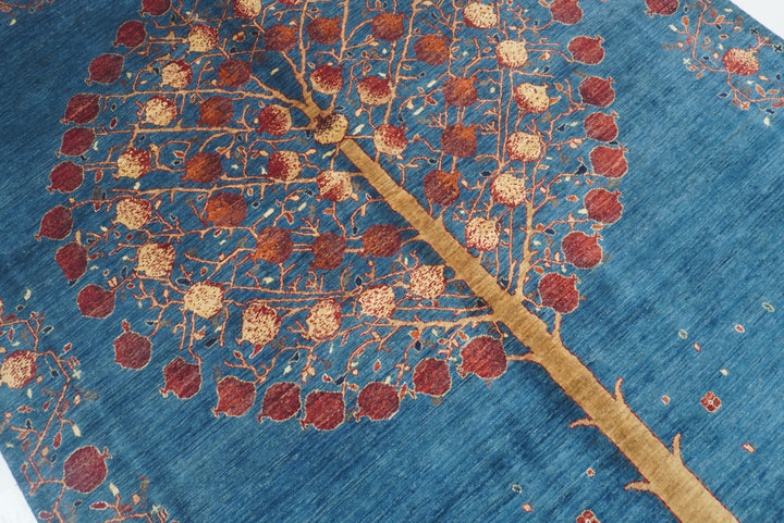 7x10 Navy Blue Gabbeh Hand Knotted Wool Rug - Yildiz Rugs