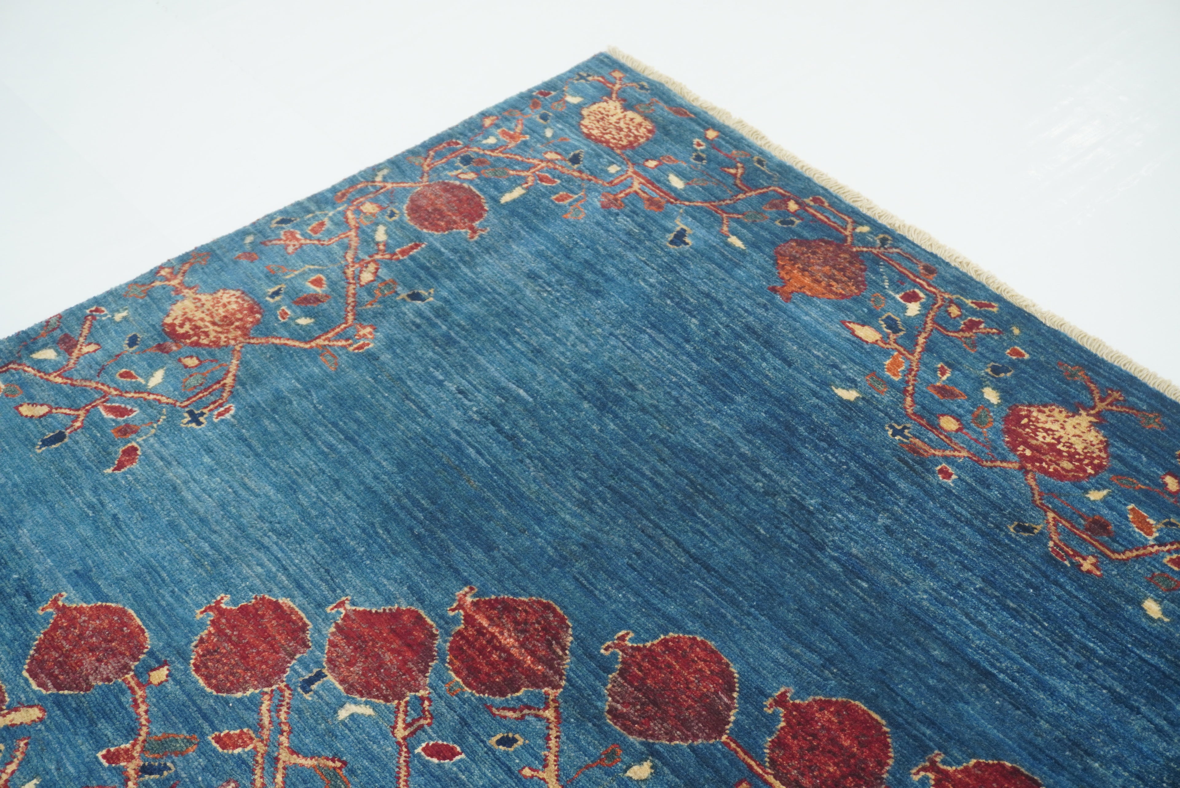 7x10 Navy Blue Gabbeh Hand Knotted Wool Rug - Yildiz Rugs
