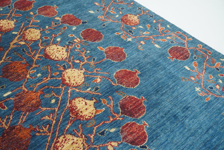7x10 Navy Blue Gabbeh Hand Knotted Wool Rug - Yildiz Rugs