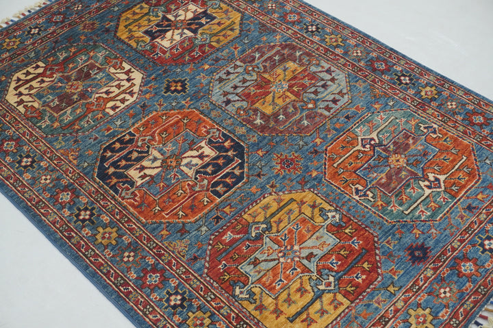 3x5 Blue Ersari Afghan Hand knotted Oriental Rug