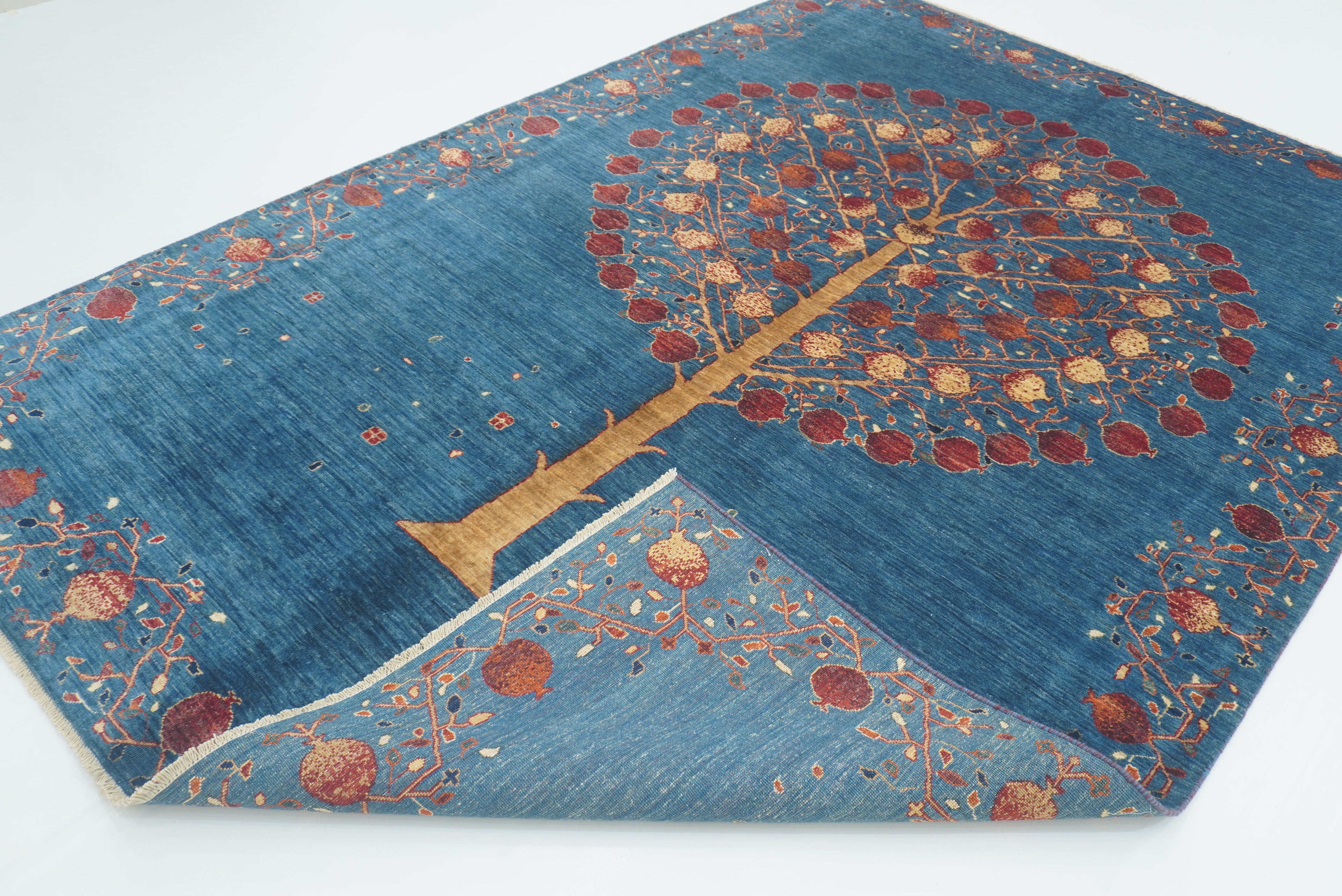 7x10 Navy Blue Gabbeh Hand Knotted Wool Rug - Yildiz Rugs