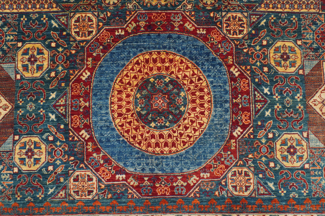 10x14 Teal Blue Mamluk Hand knotted Turkish Medallion Rug